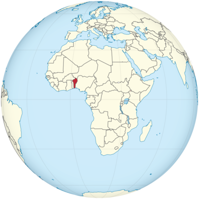 Benin auf Globus