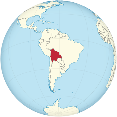 Bolivien auf Globus