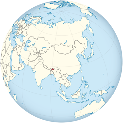 Bhutan auf Globus