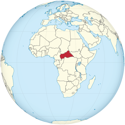 Zentralafrikanische Republik auf Globus