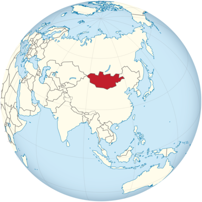 Mongolei auf Globus