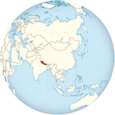 Nepal auf Globus