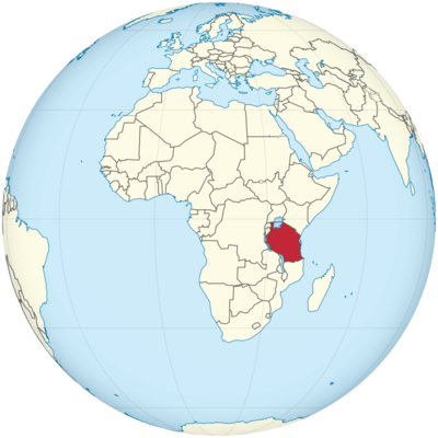 Tansania auf Globus